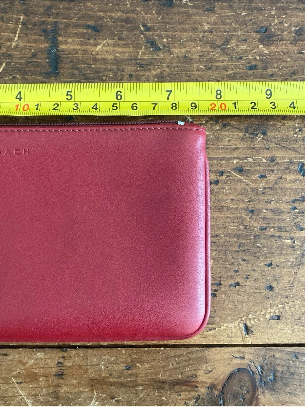 Vintage Coach Red Leather Clutch Wallet with Hangtag